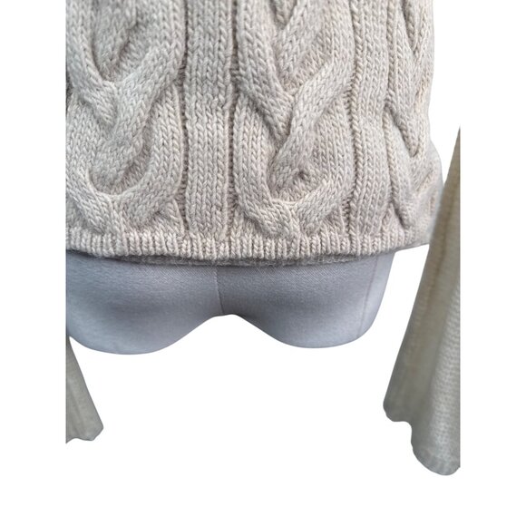 ZARA Womens Small Cable Knit Sweater Cream Acrylic/Wool Blend - Picture 8 of 13